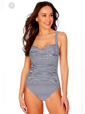 Bond-eye Australia Black White Stripe 1-piece Swimsuit US Sz 10 *NWOT